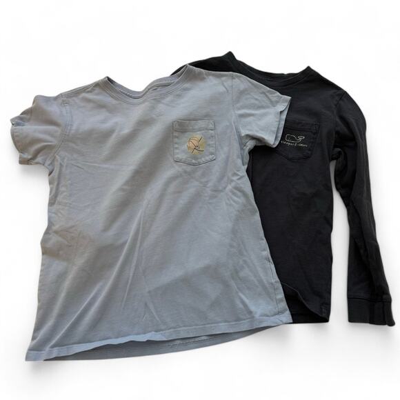 Vineyard Vines Boys T-Shirt Bundle of 2 Black Long Sleeve Blue Short Sleeve 6/M - Picture 1 of 11